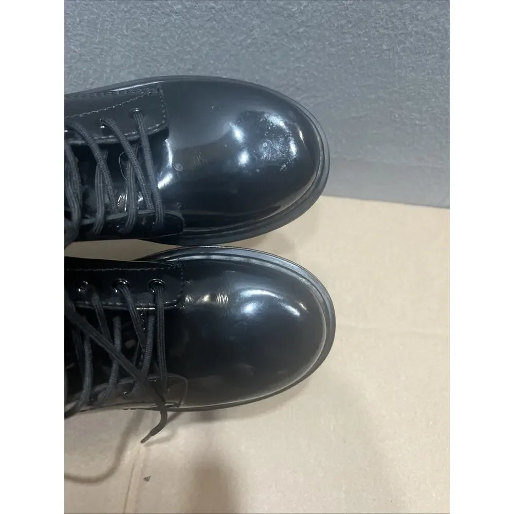 Dr. Martens 1460 J Black Patent Leather Lace Up/Zip Ankle Boots Size 4
